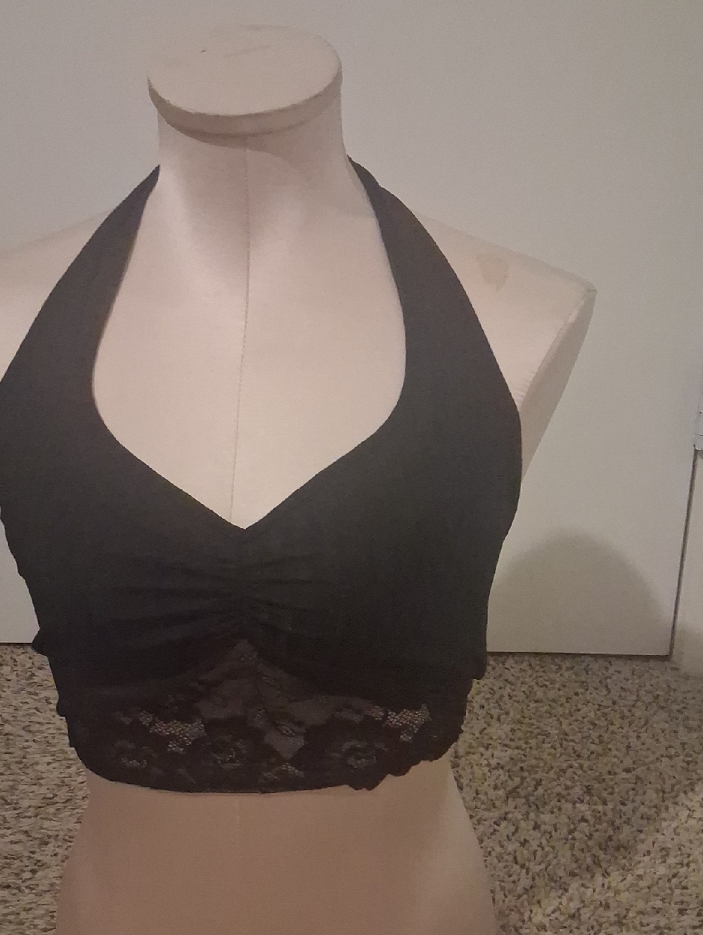 SHEIN Black Lace Halter Bralette Top